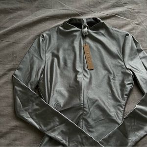SKIMS - Silver Zip-up Bodysuit